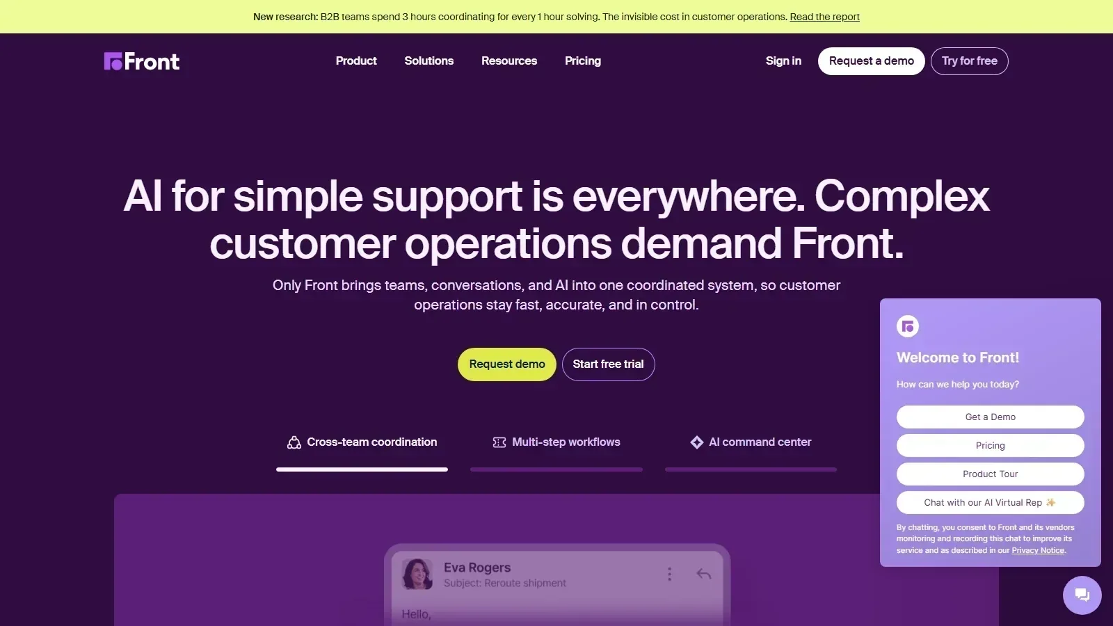 Front AI homepage screenshot