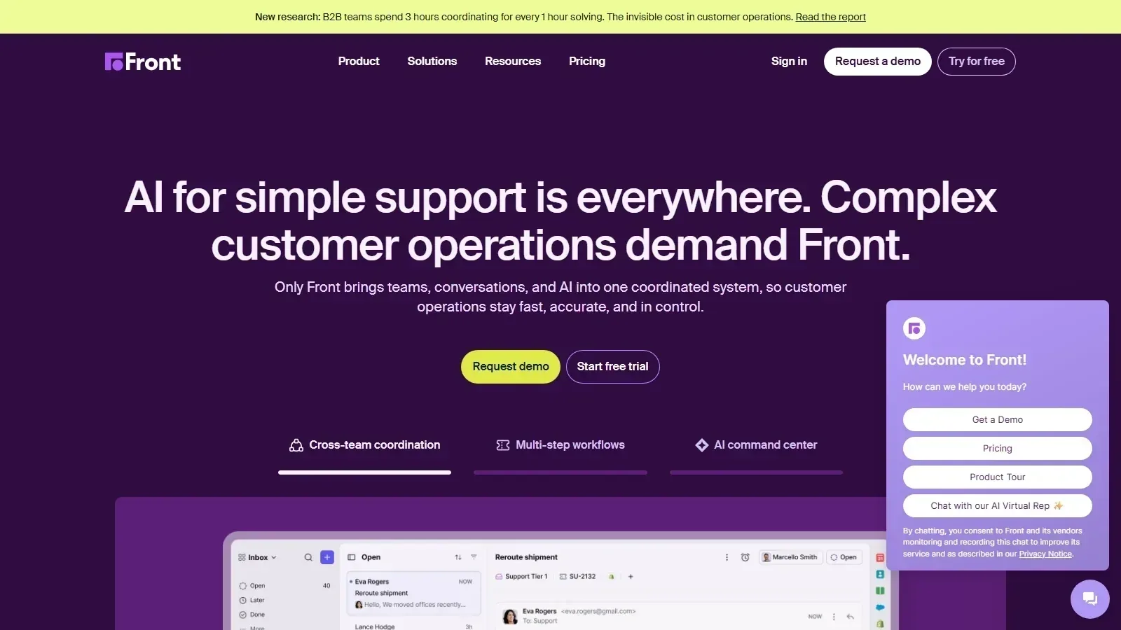 Front homepage screenshot