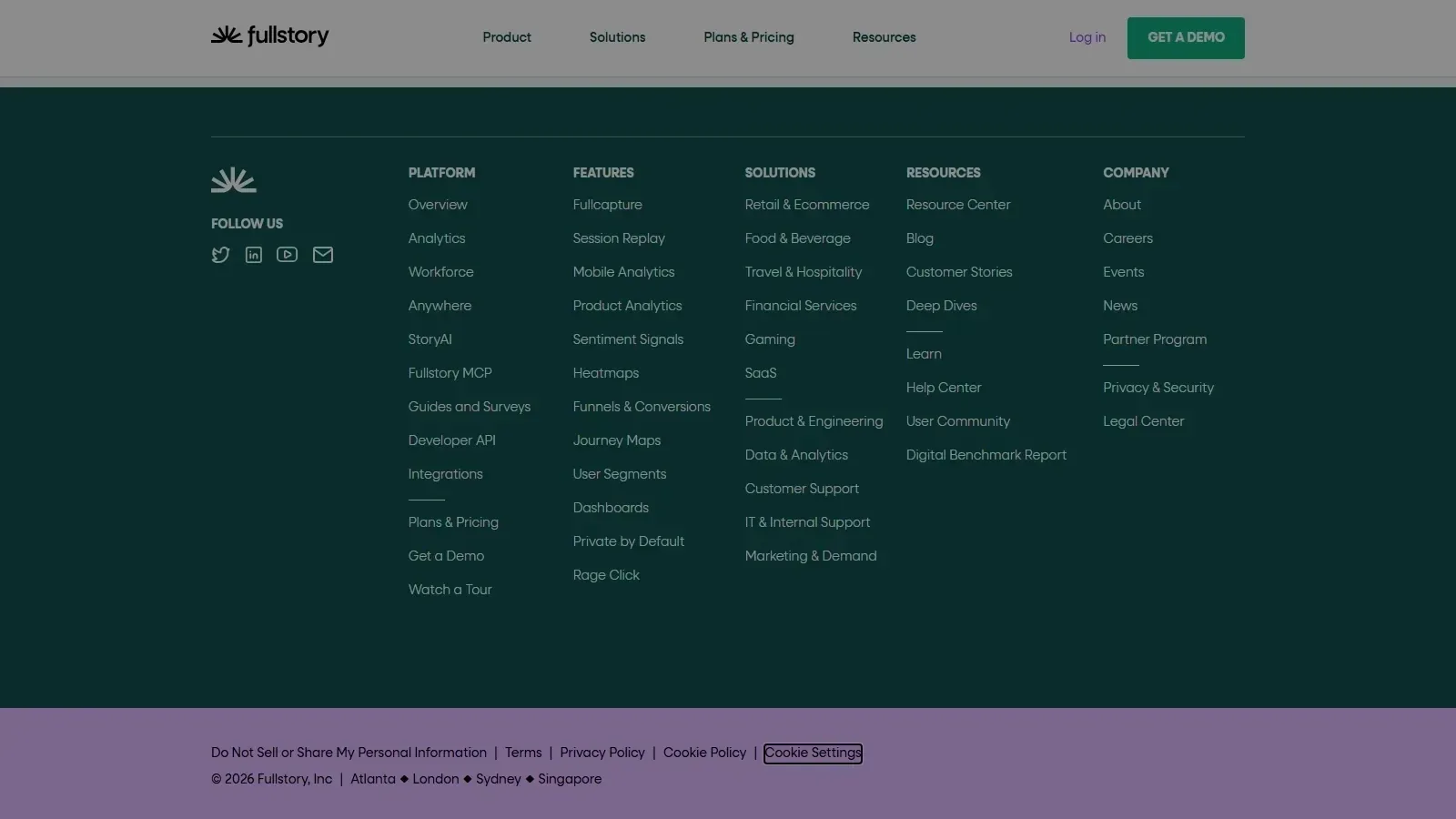 FullStory homepage screenshot