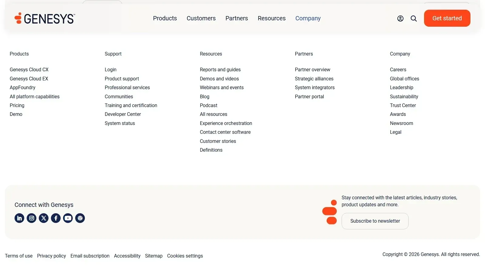 Genesys Cloud homepage screenshot