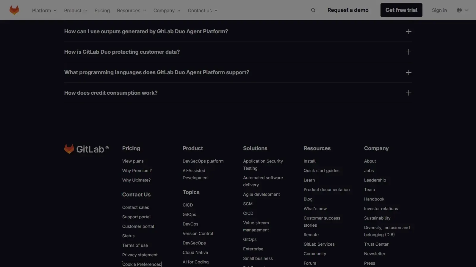 GitLab Duo homepage screenshot