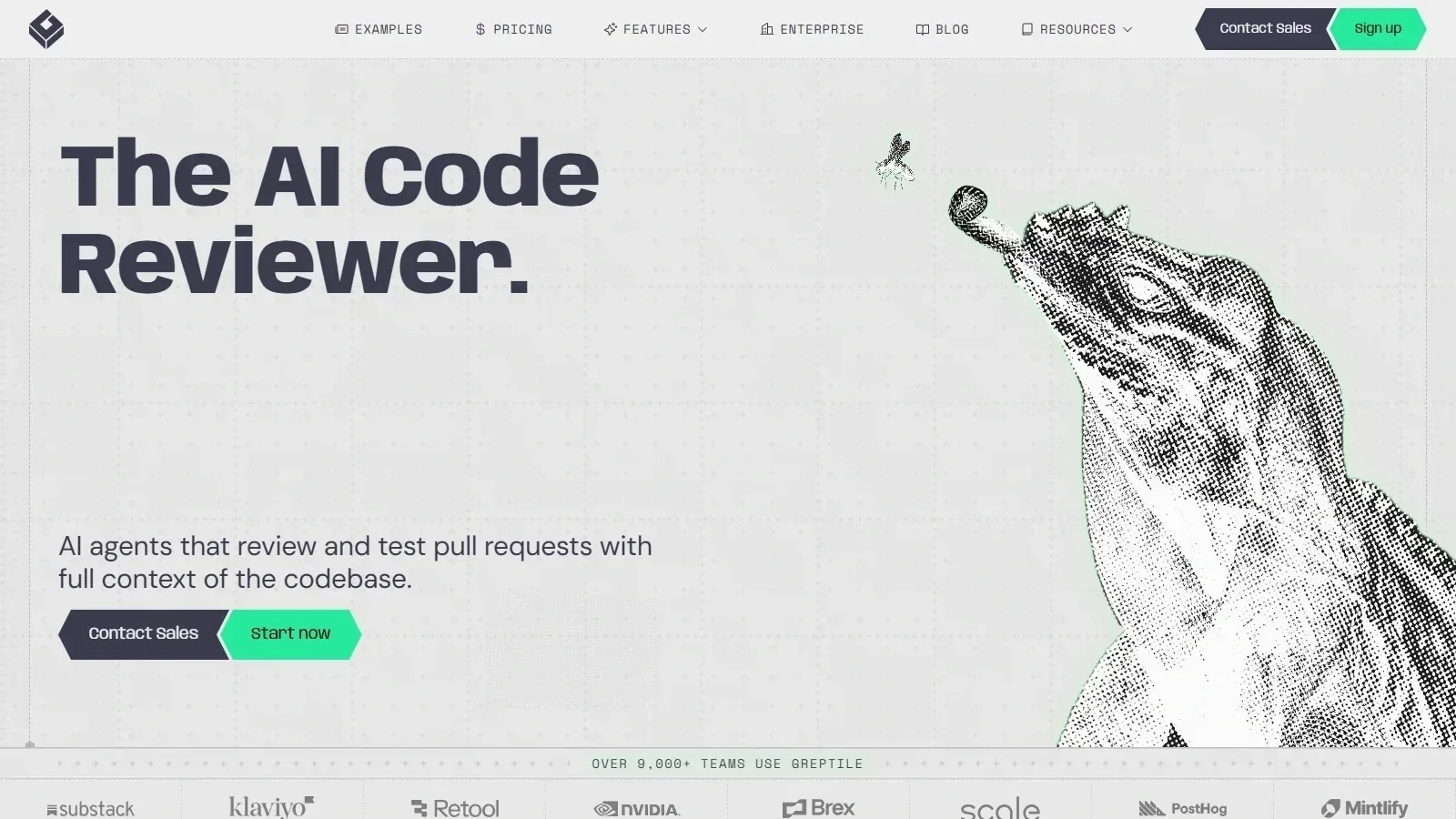 Greptile homepage screenshot