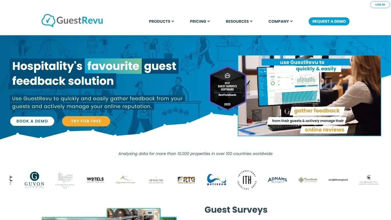 GuestRevu homepage screenshot