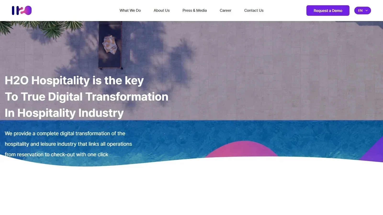 H2O Hospitality homepage screenshot