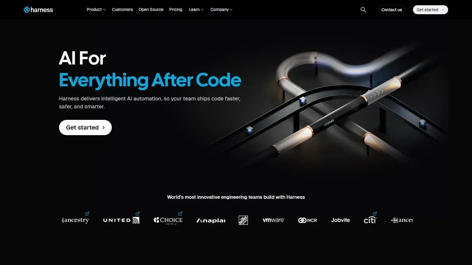 Harness homepage screenshot