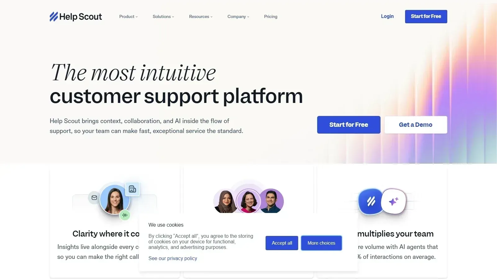 Help Scout AI homepage screenshot
