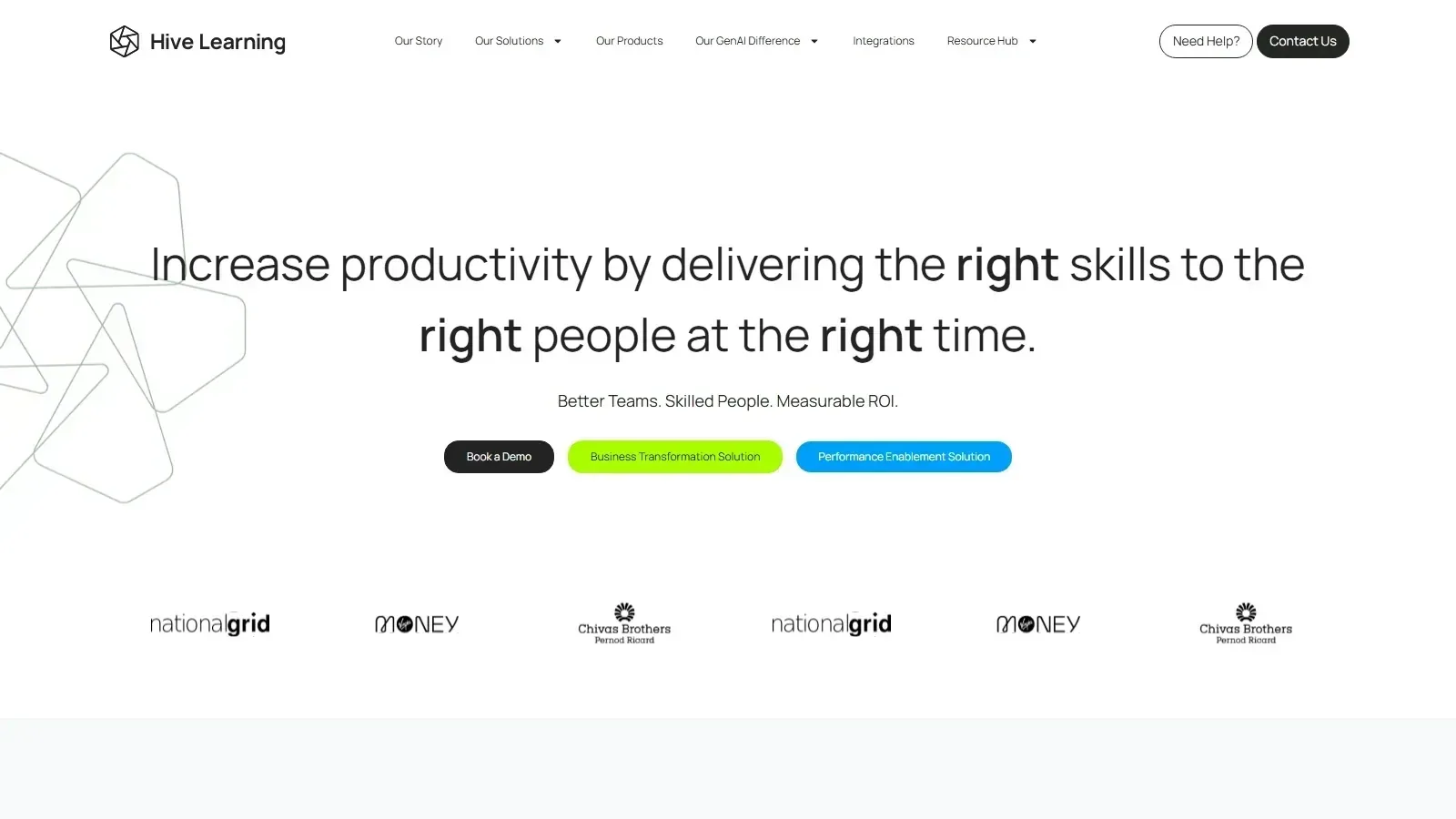 Hive Learning homepage screenshot