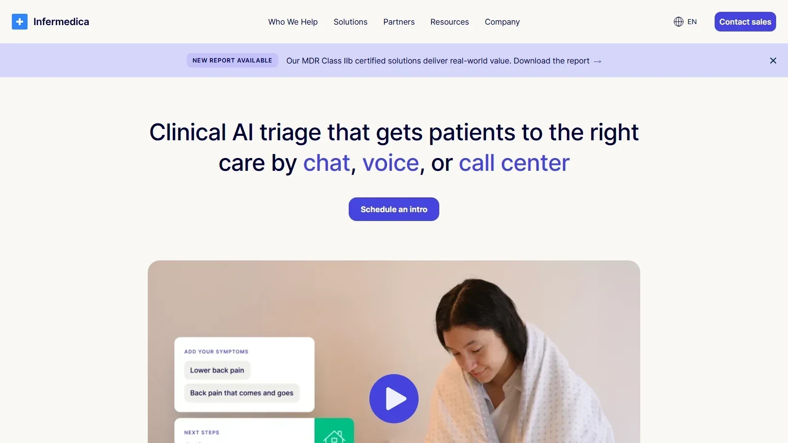 Infermedica homepage screenshot