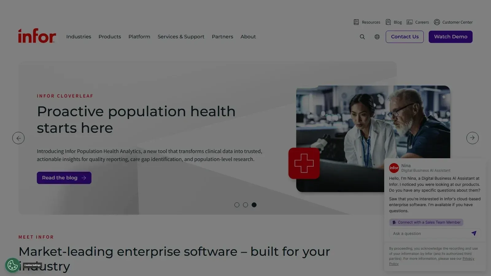 Infor LN homepage screenshot