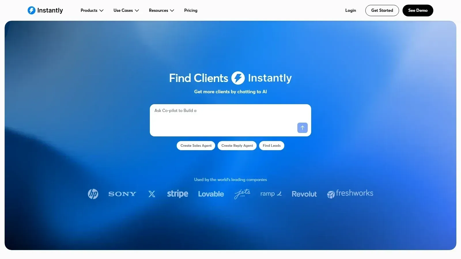 Instantly homepage screenshot
