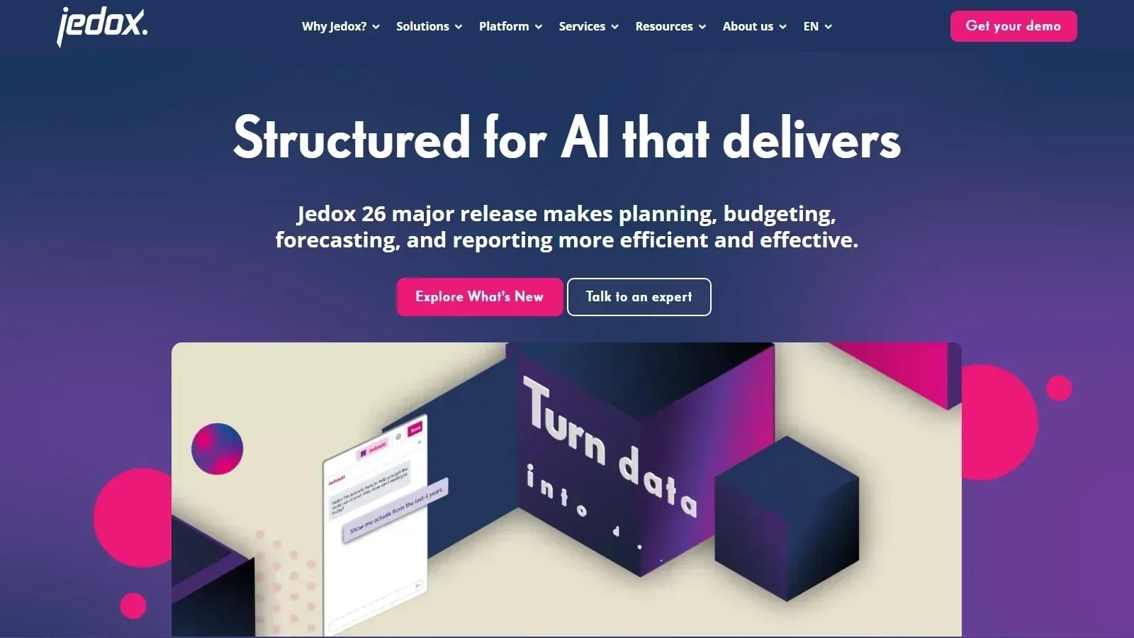 Jedox homepage screenshot