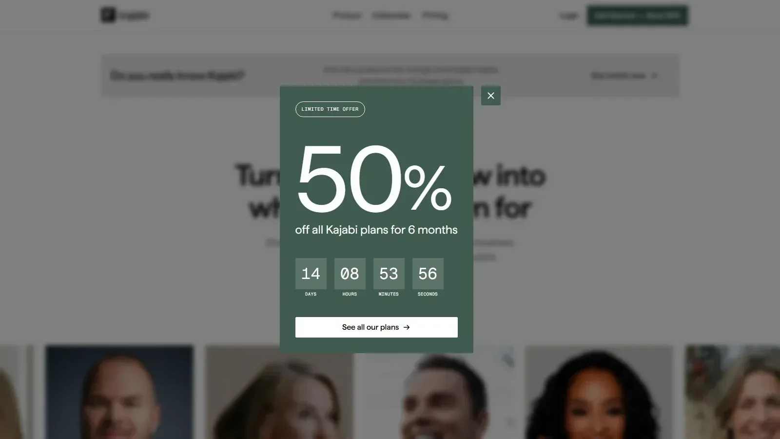 Kajabi homepage screenshot