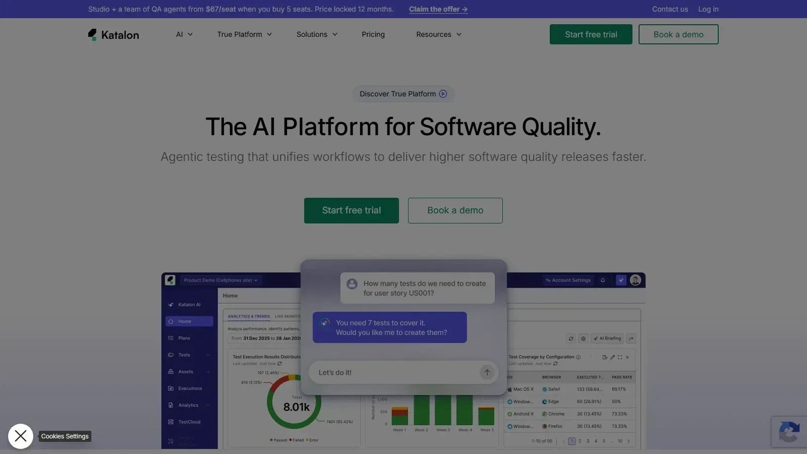 Katalon homepage screenshot