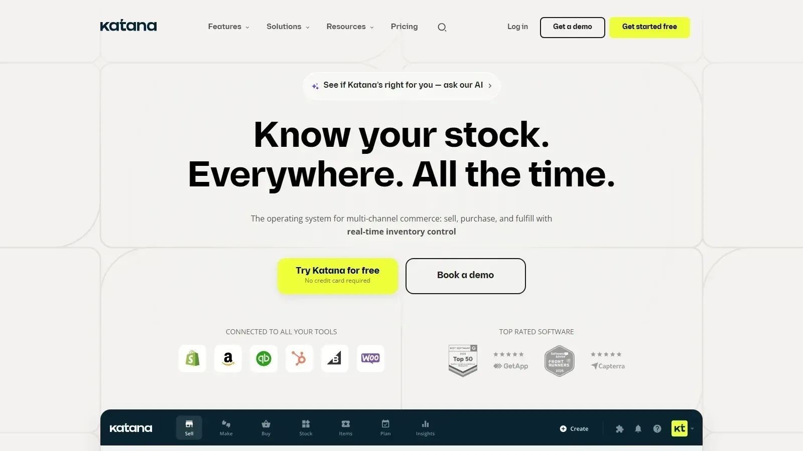 Katana Cloud Manufacturing homepage screenshot