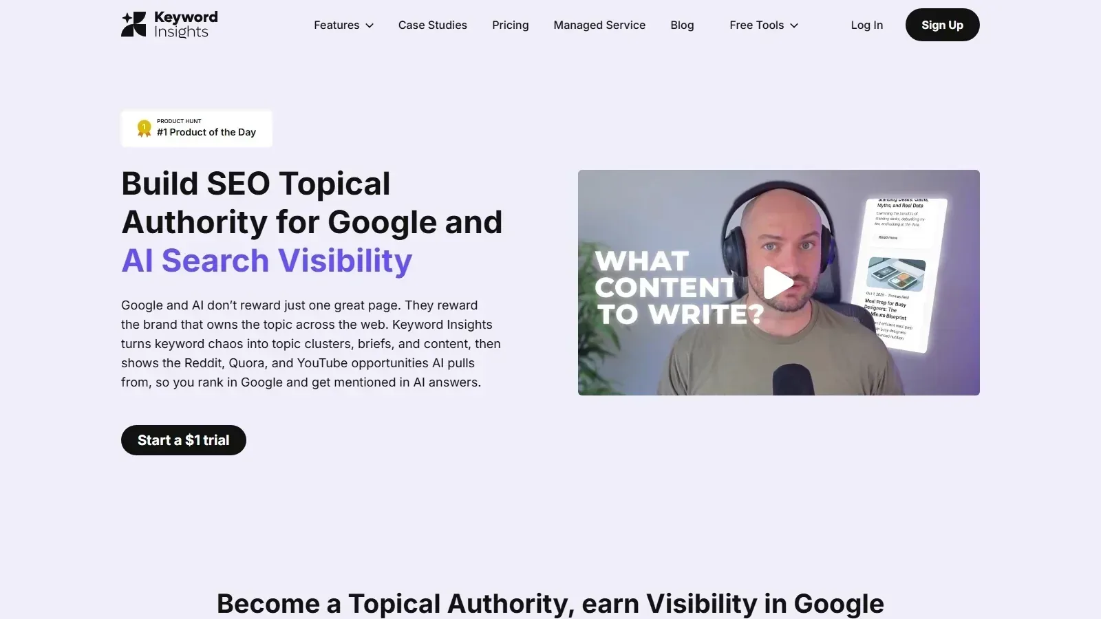 Keyword Insights homepage screenshot