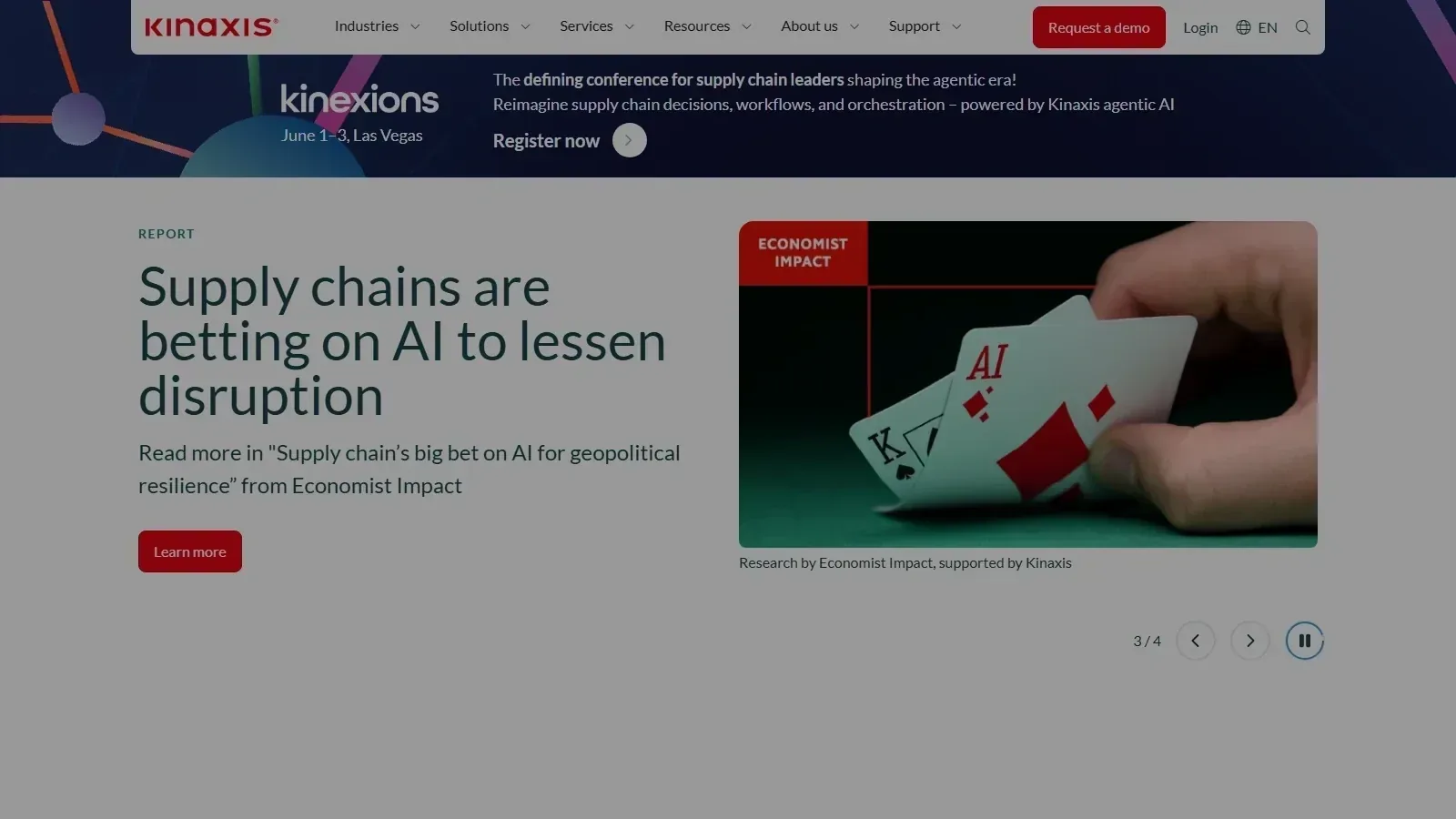 Kinaxis RapidResponse homepage screenshot