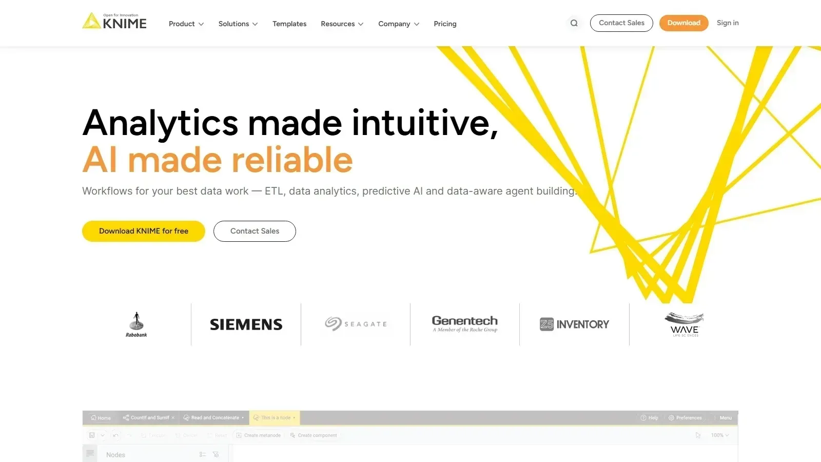 KNIME homepage screenshot
