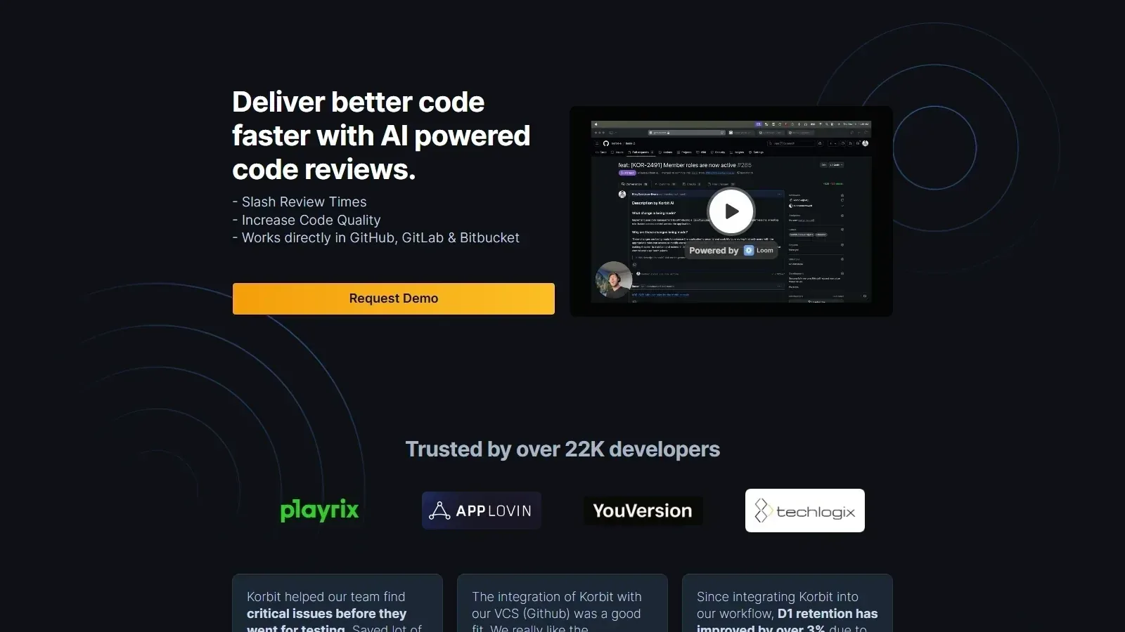 Korbit AI homepage screenshot