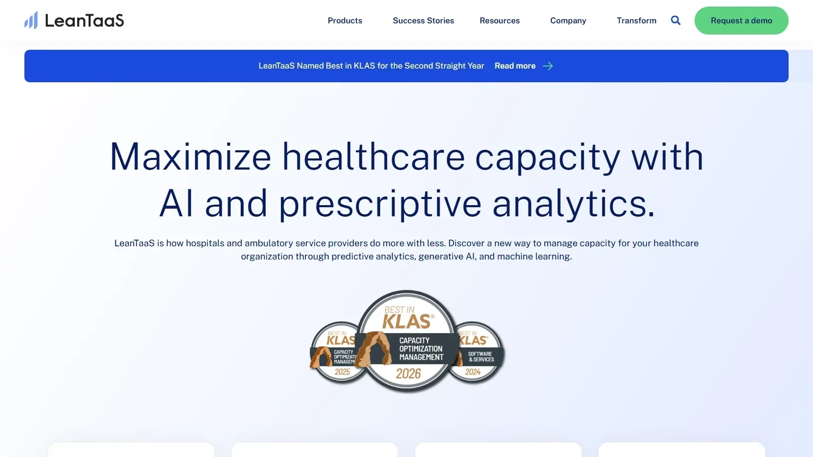 LeanTaaS iQueue homepage screenshot