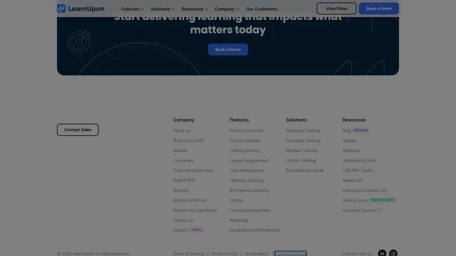 LearnUpon homepage screenshot