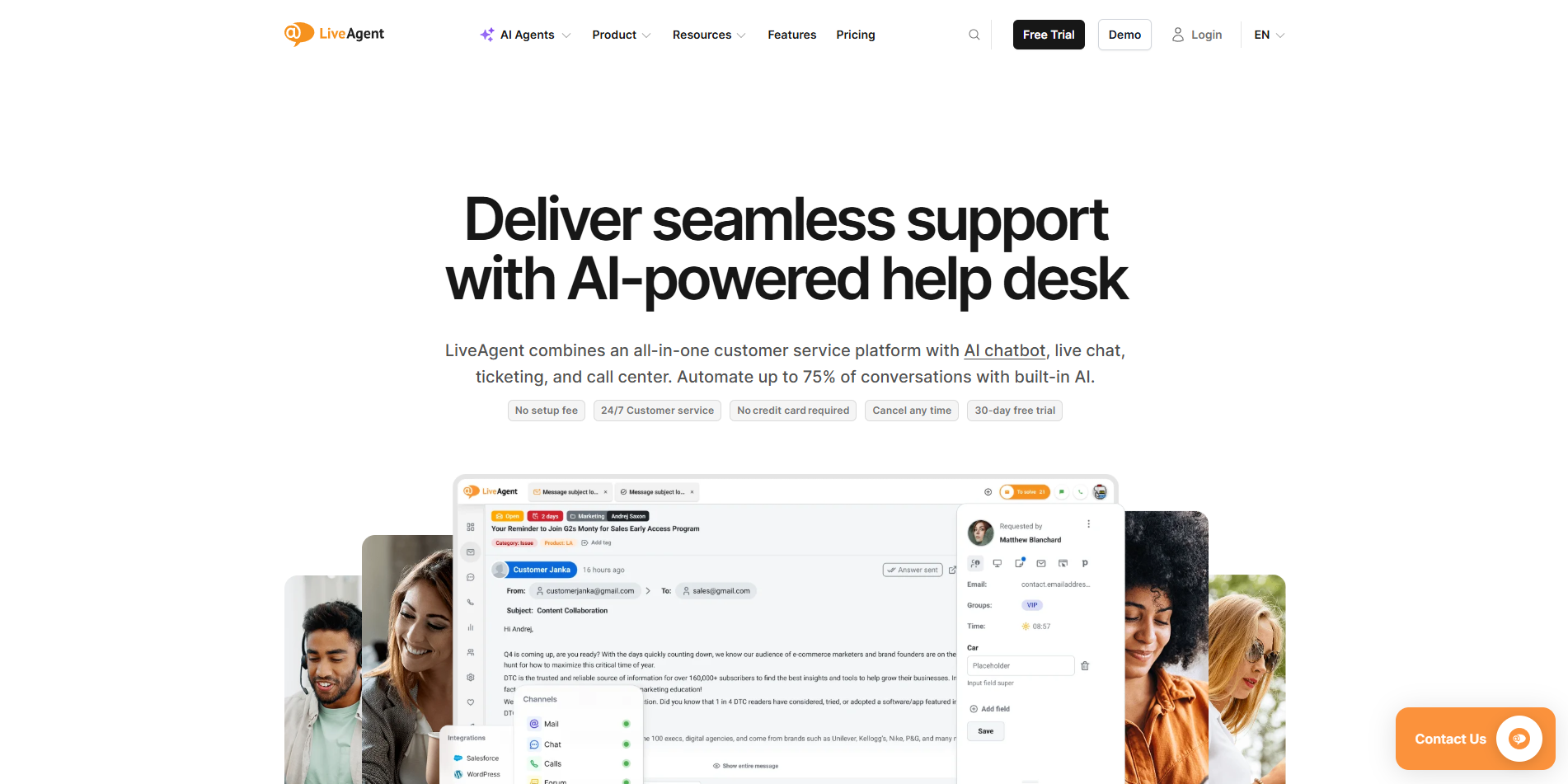 LiveAgent homepage screenshot
