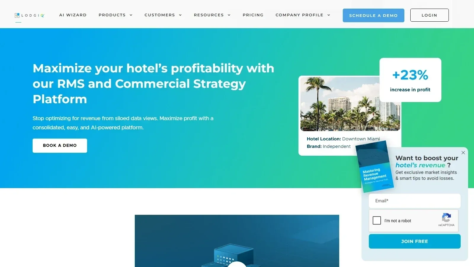 LodgIQ homepage screenshot