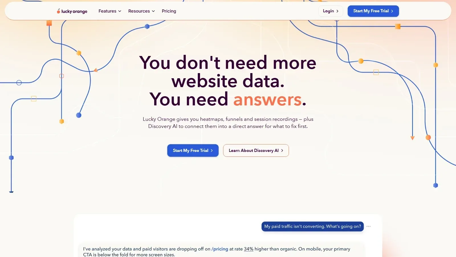 Lucky Orange homepage screenshot