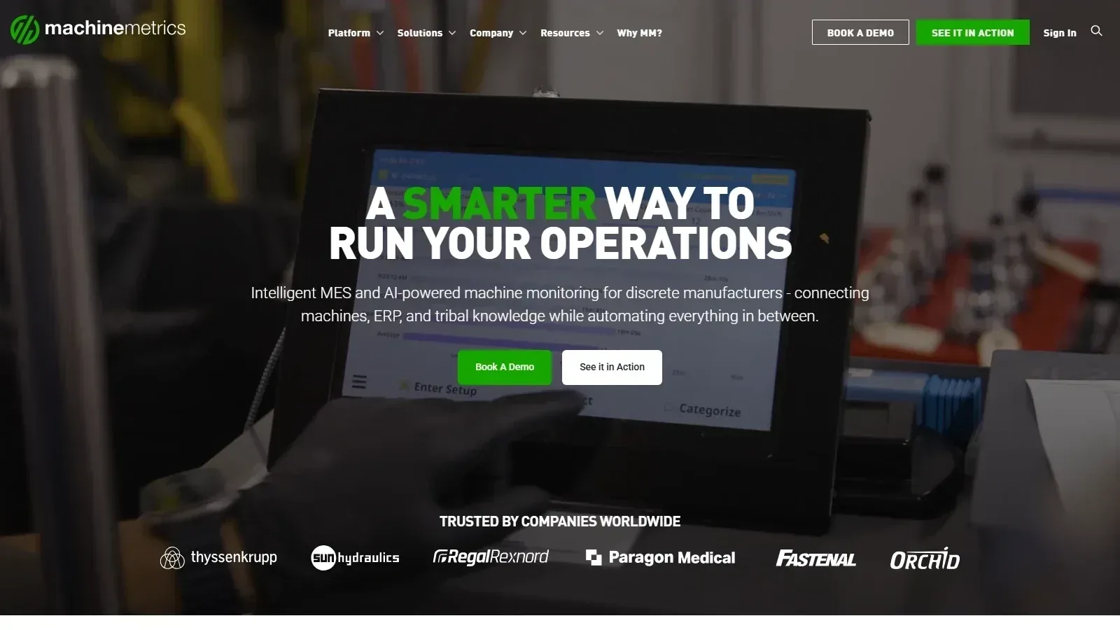 MachineMetrics homepage screenshot
