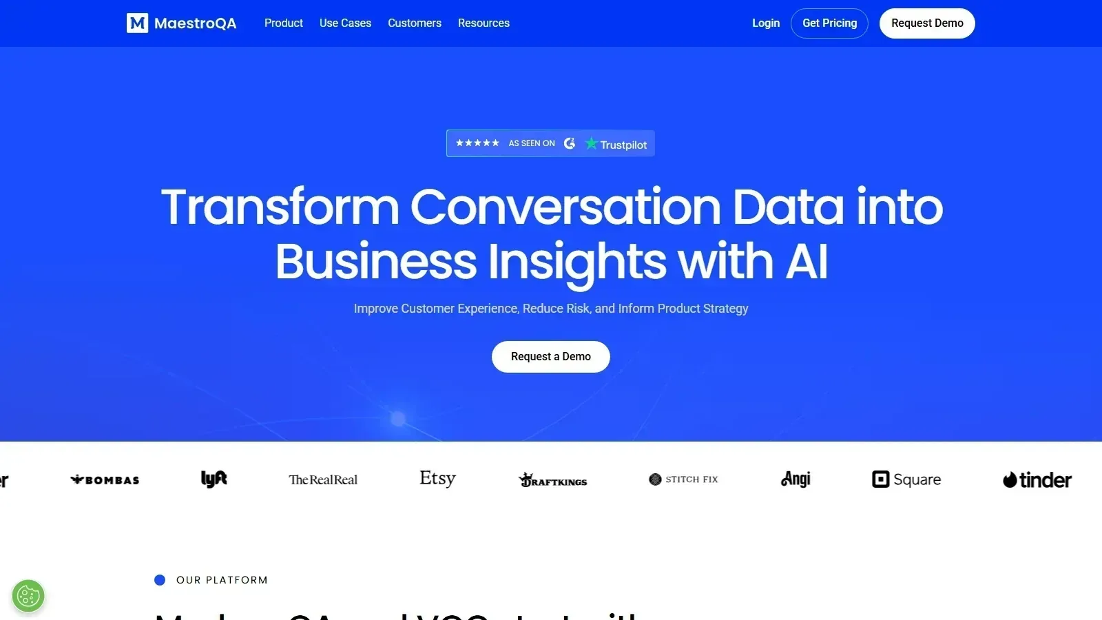 MaestroQA homepage screenshot