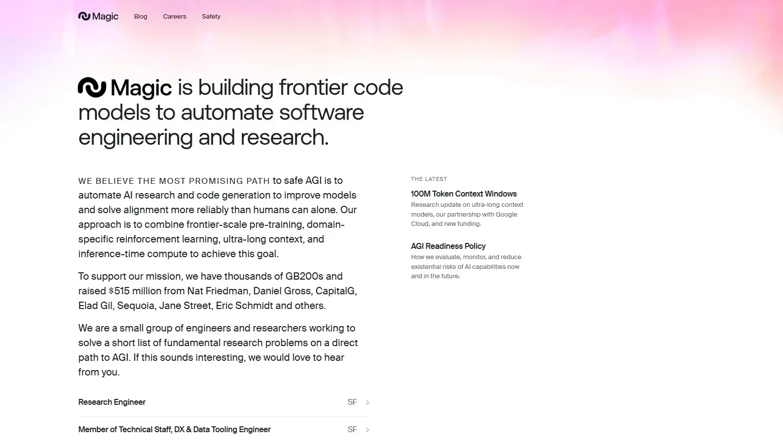 Magic.dev homepage screenshot