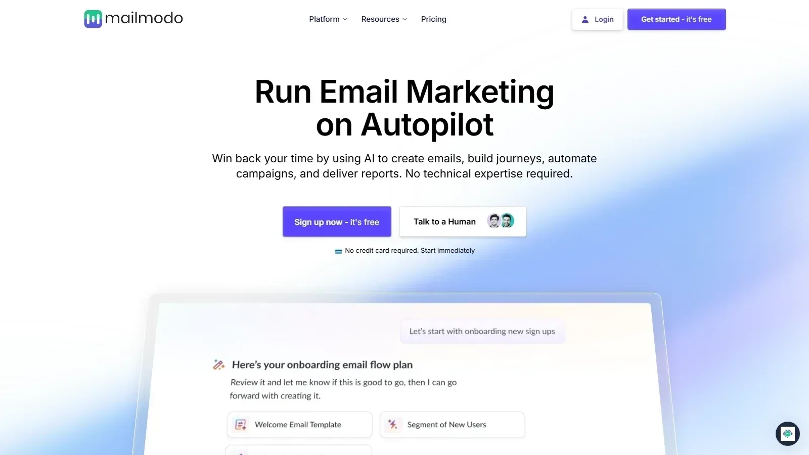 Mailmodo homepage screenshot