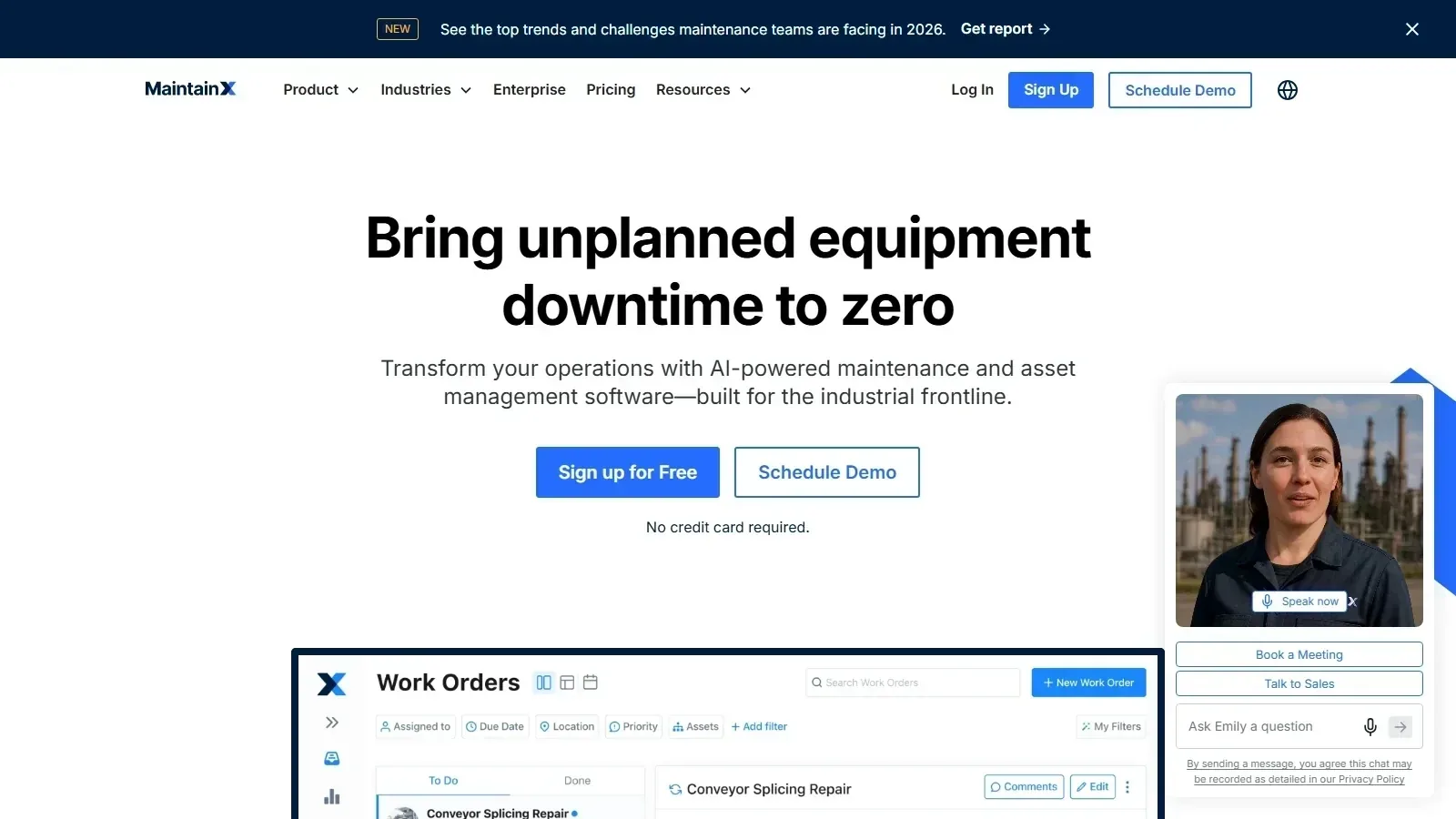 MaintainX homepage screenshot