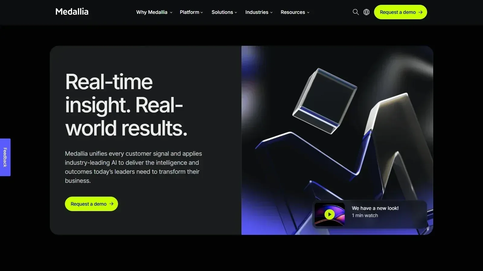 Medallia Contact Center Insights homepage screenshot