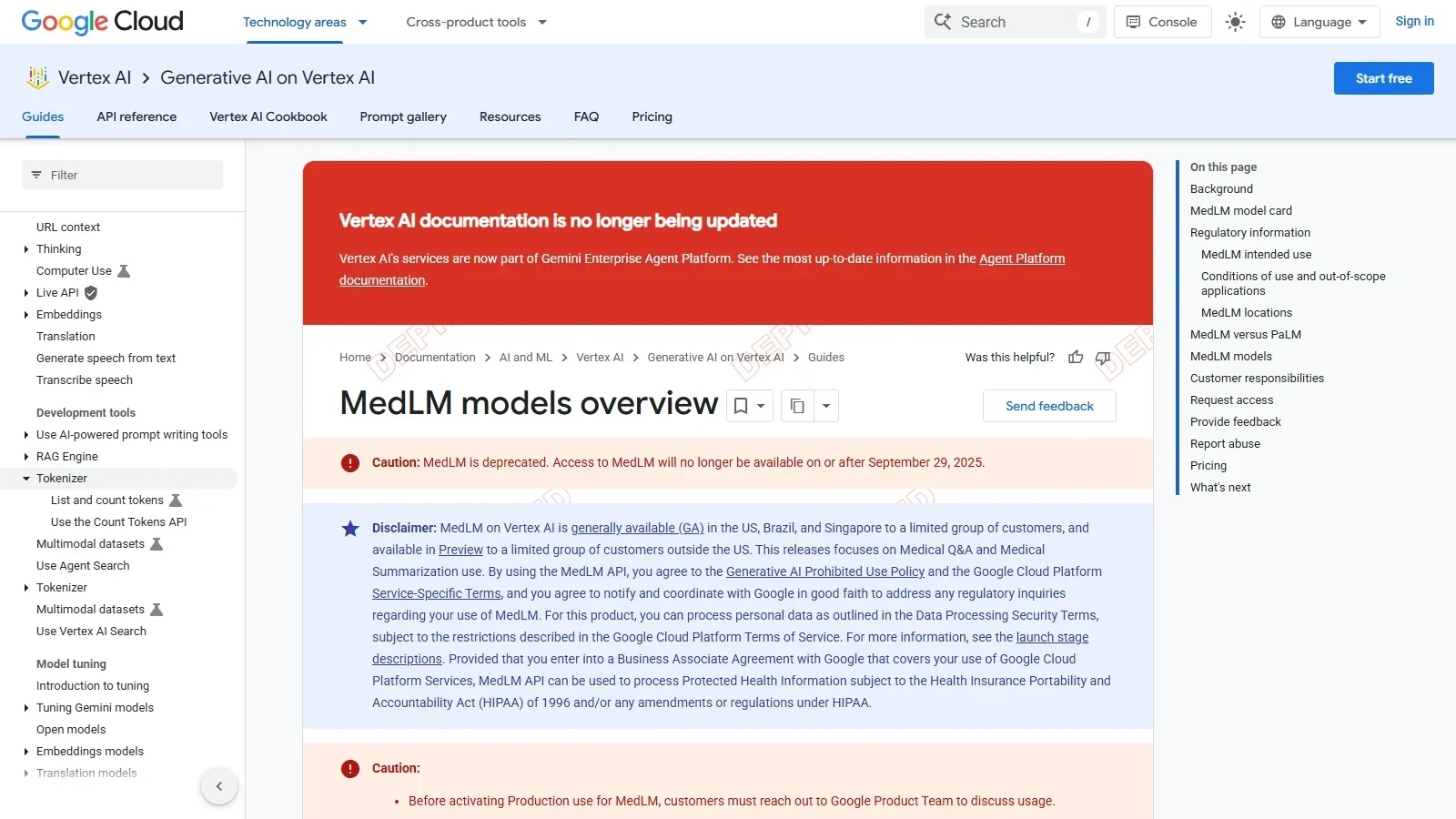 MedLM homepage screenshot