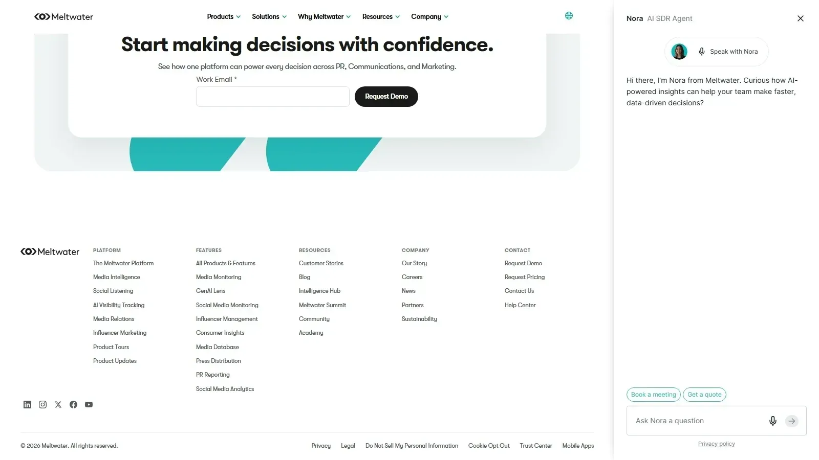 Meltwater homepage screenshot