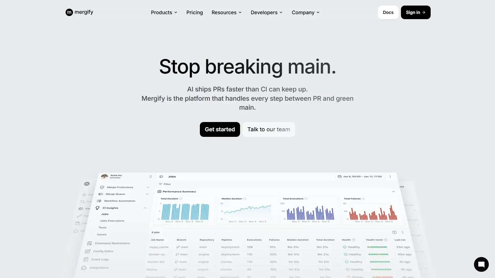 Mergify homepage screenshot