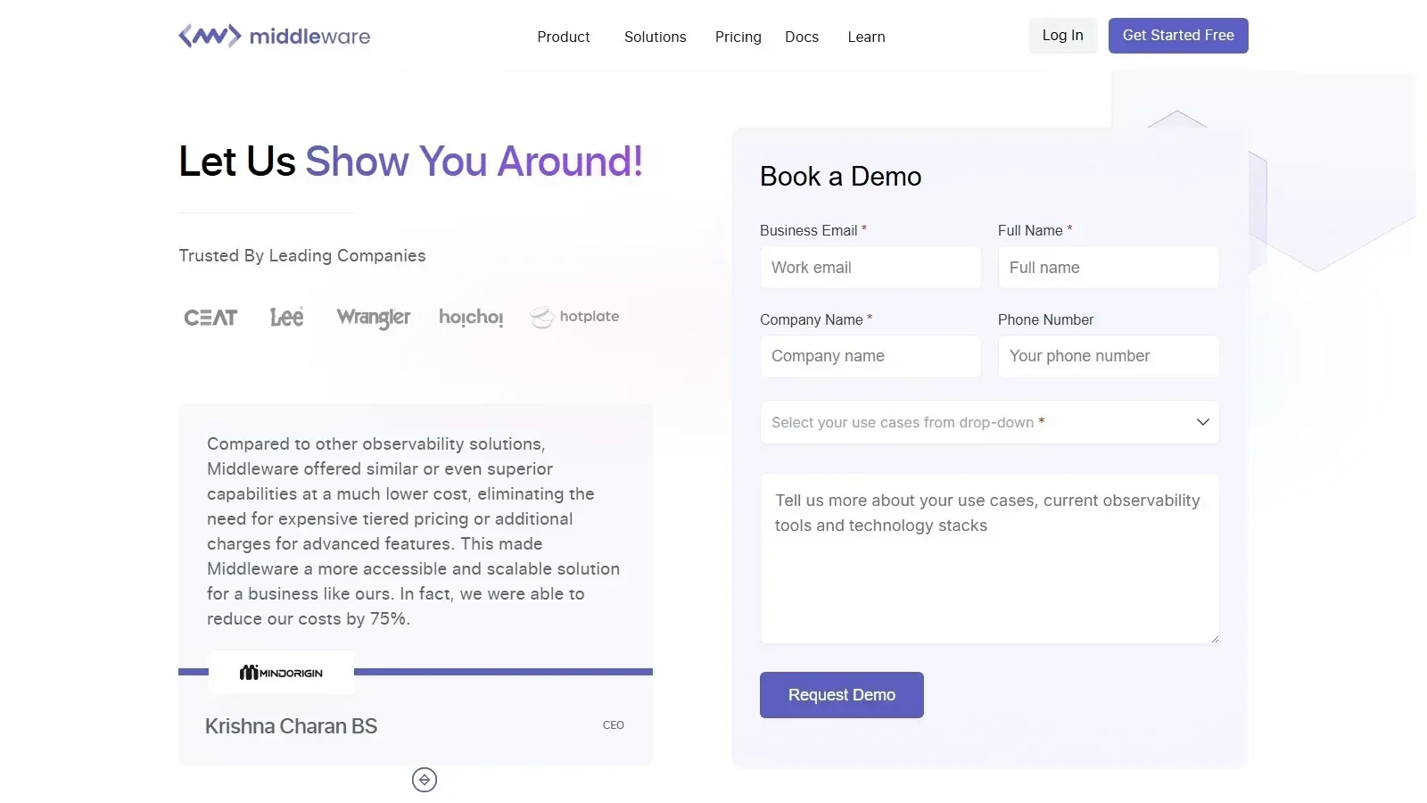 Middleware homepage screenshot