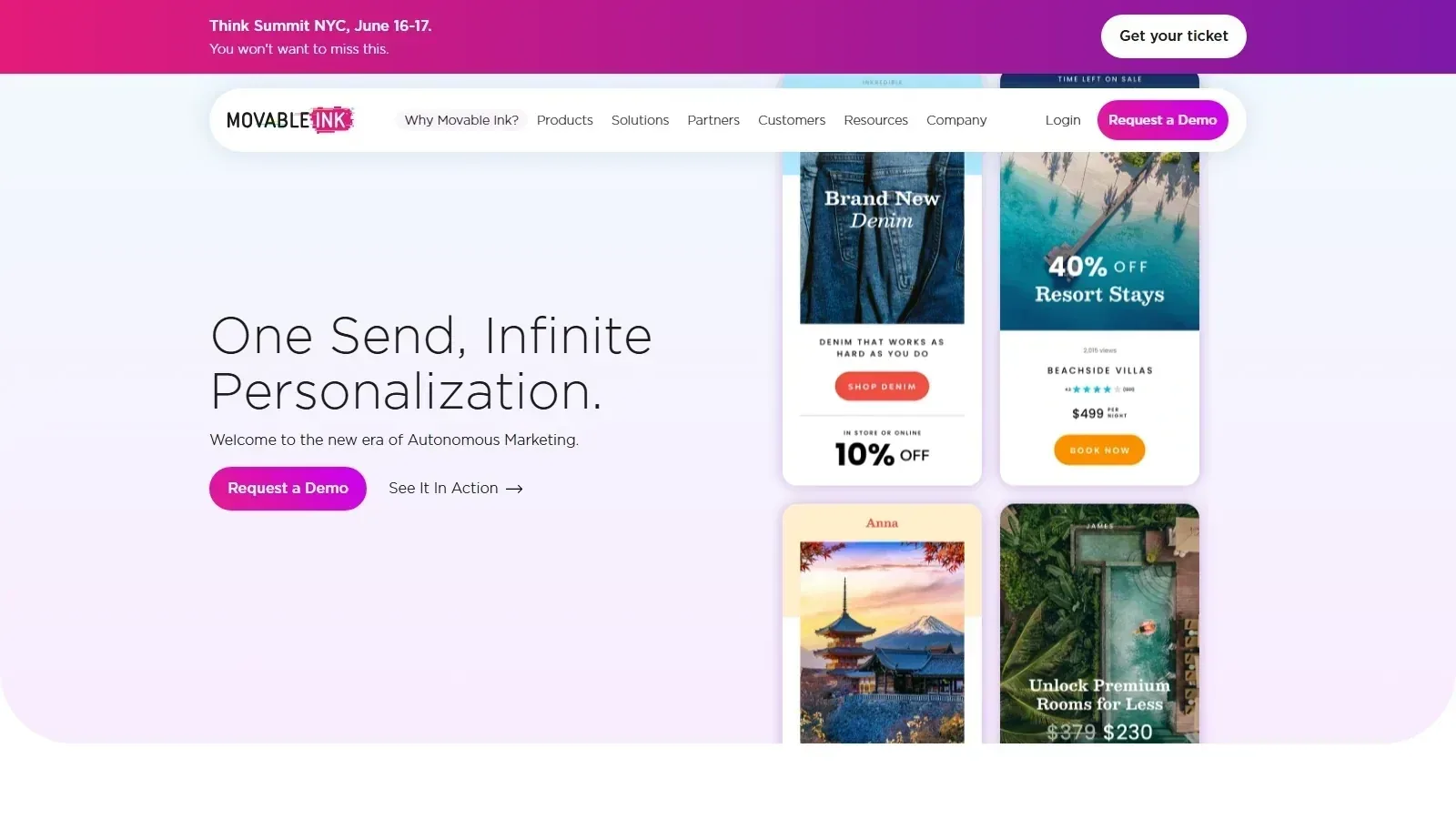 Movable Ink homepage screenshot
