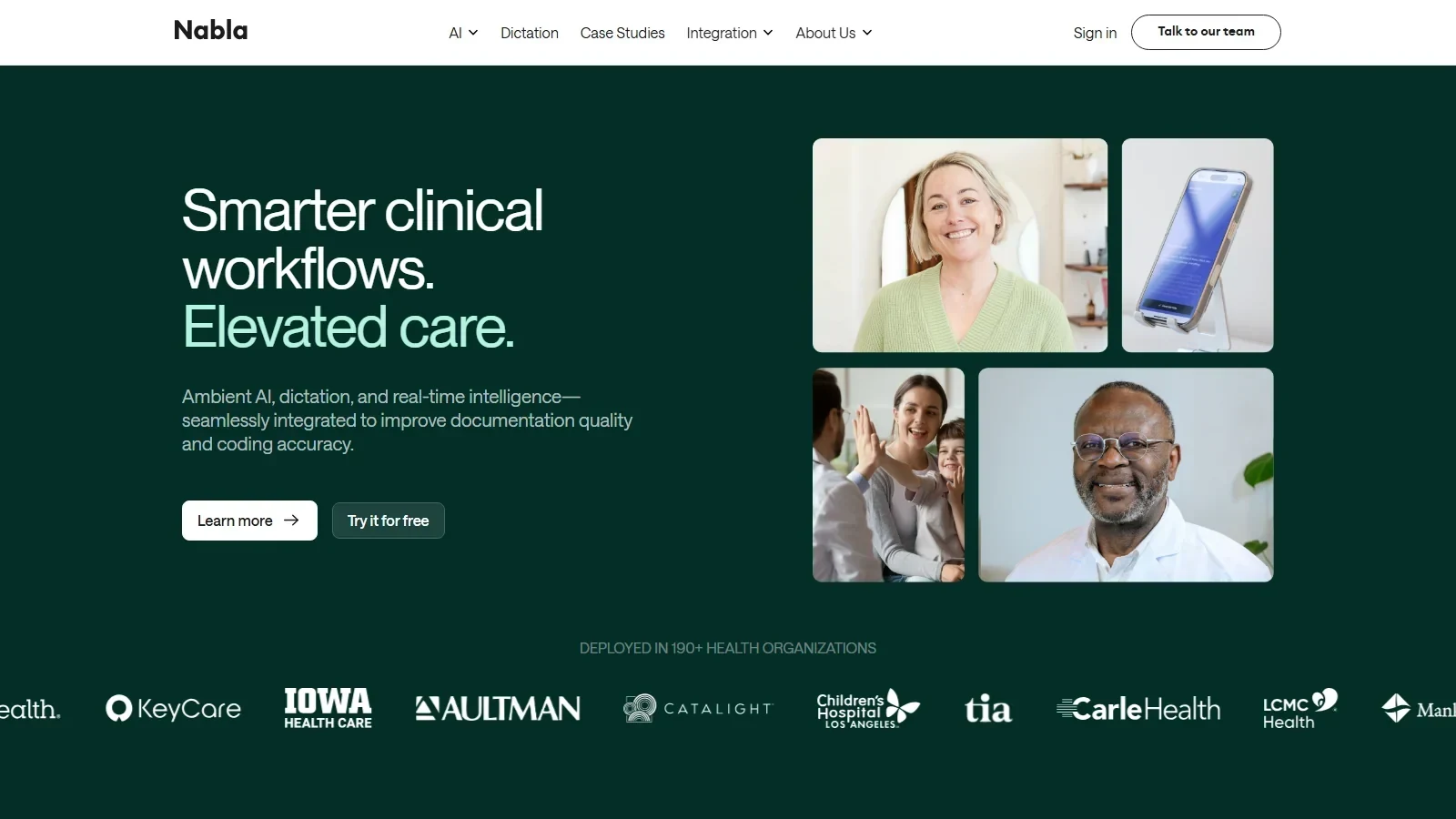 Nabla Copilot homepage screenshot