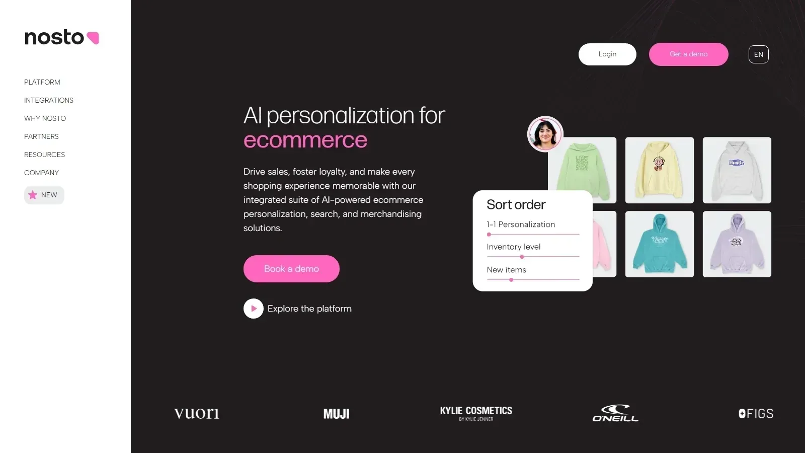 Nosto homepage screenshot