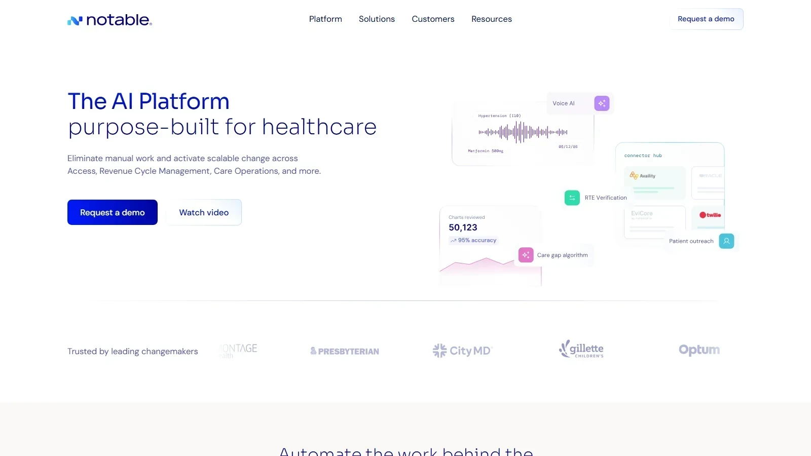 Notable Health homepage screenshot