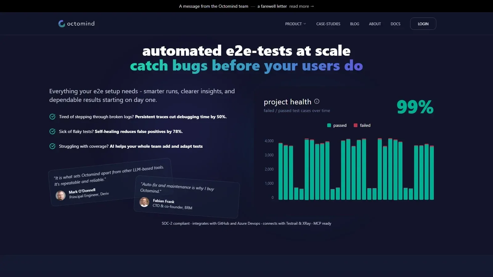 Octomind homepage screenshot
