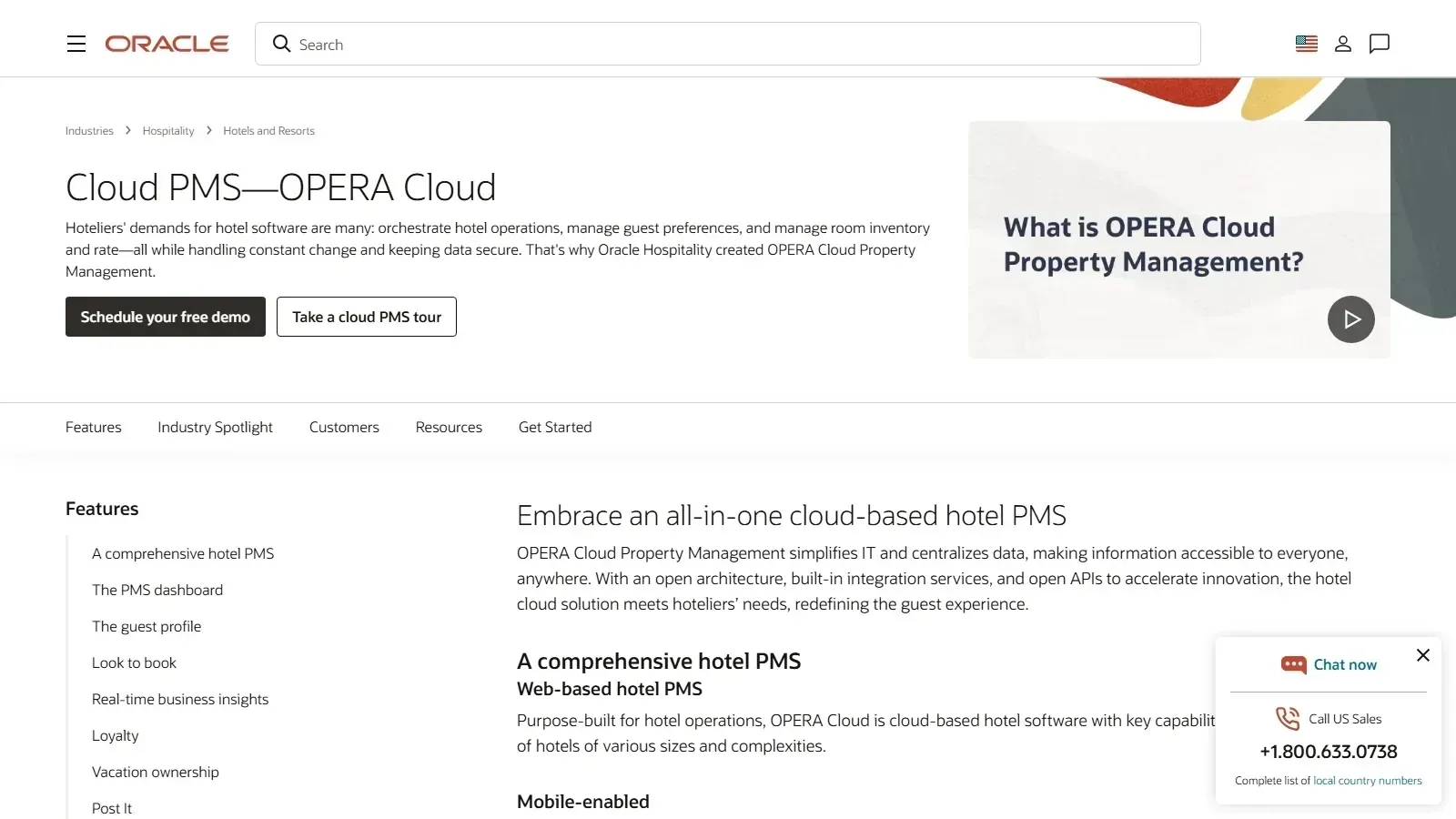 Oracle OPERA Cloud homepage screenshot