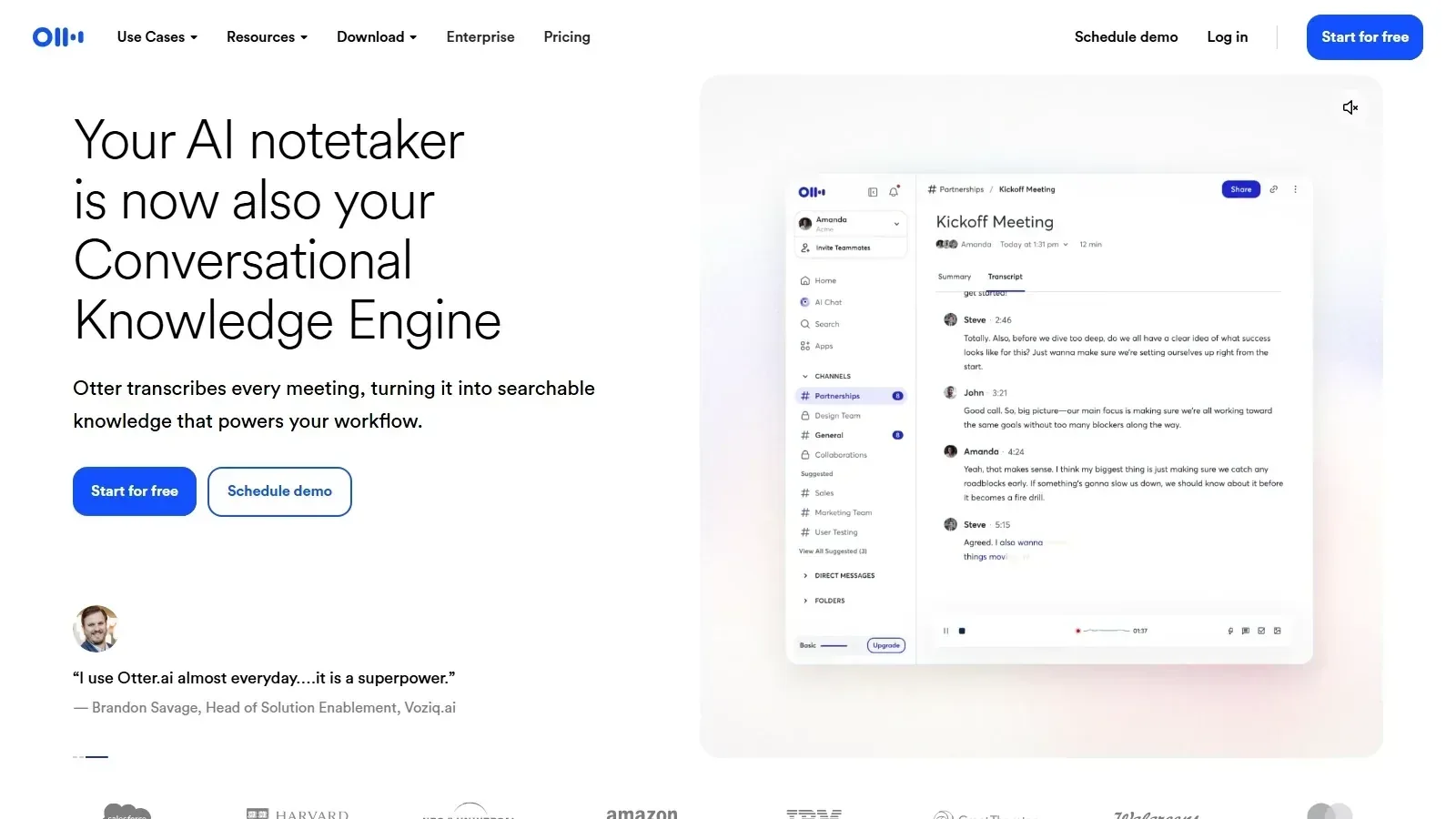 Otter.ai homepage screenshot