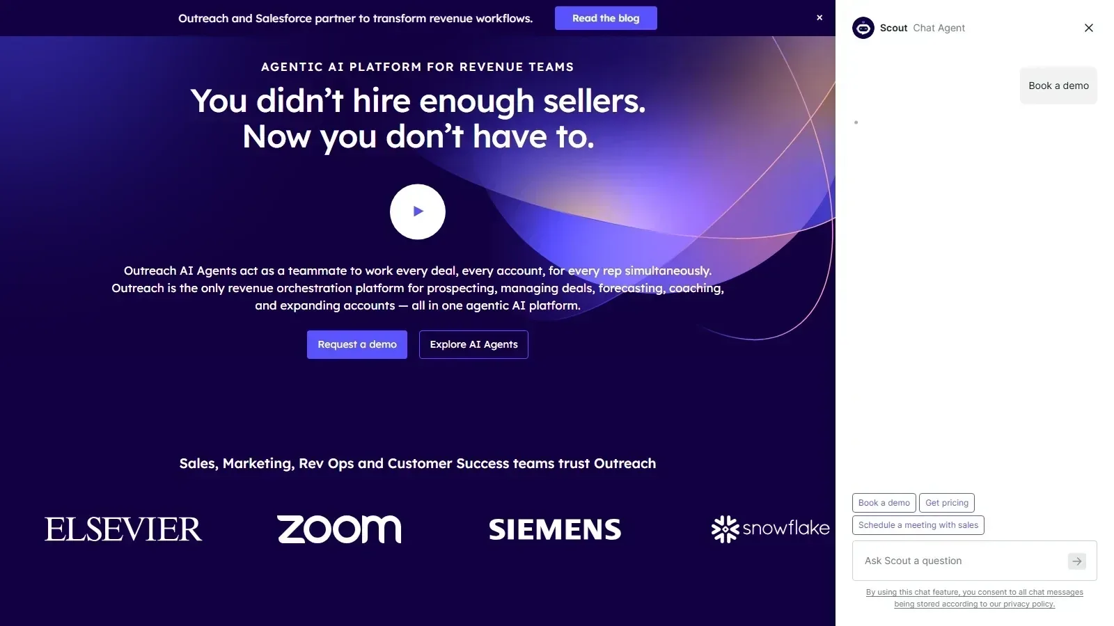 Outreach homepage screenshot