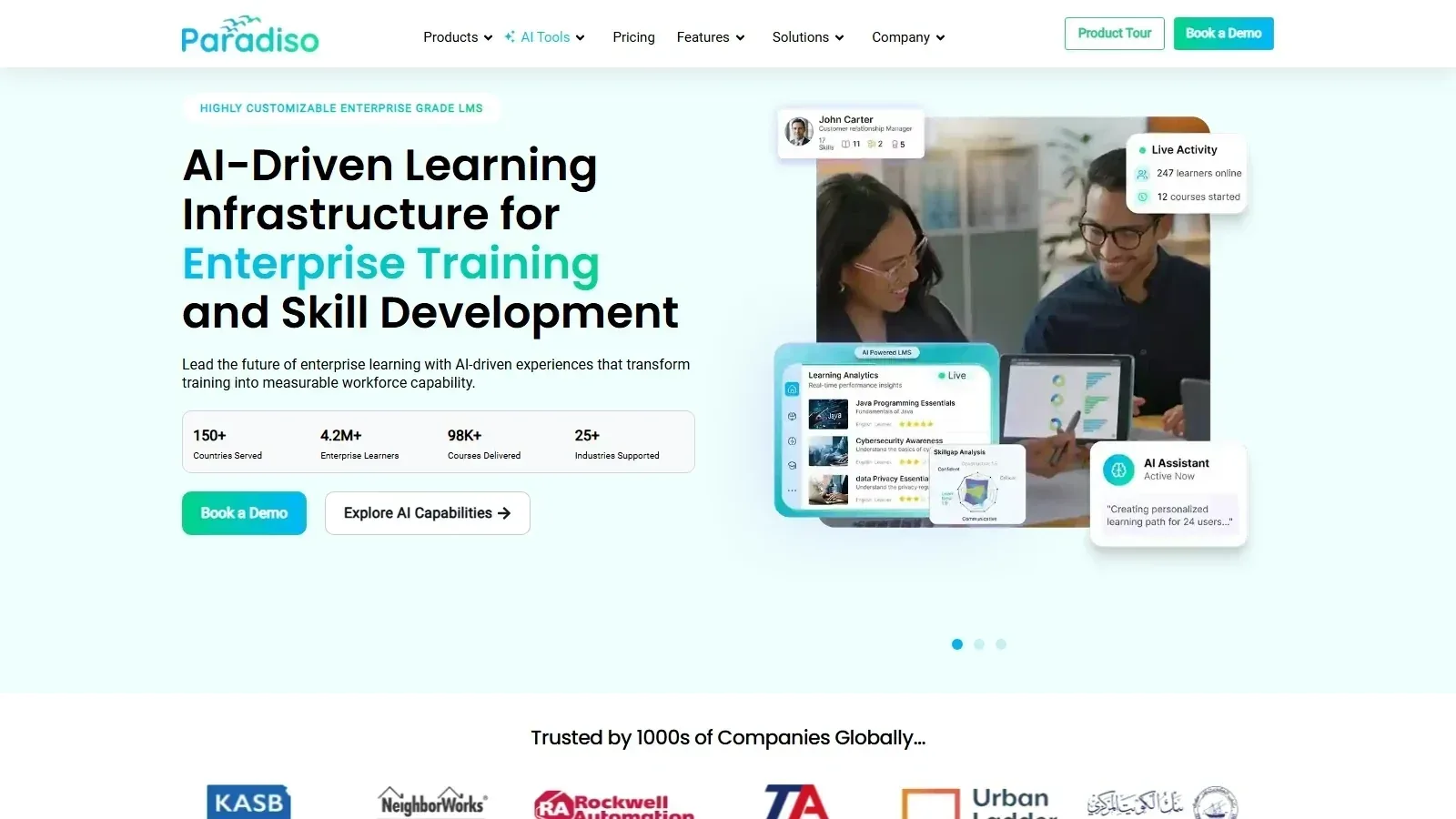 Paradiso LMS homepage screenshot