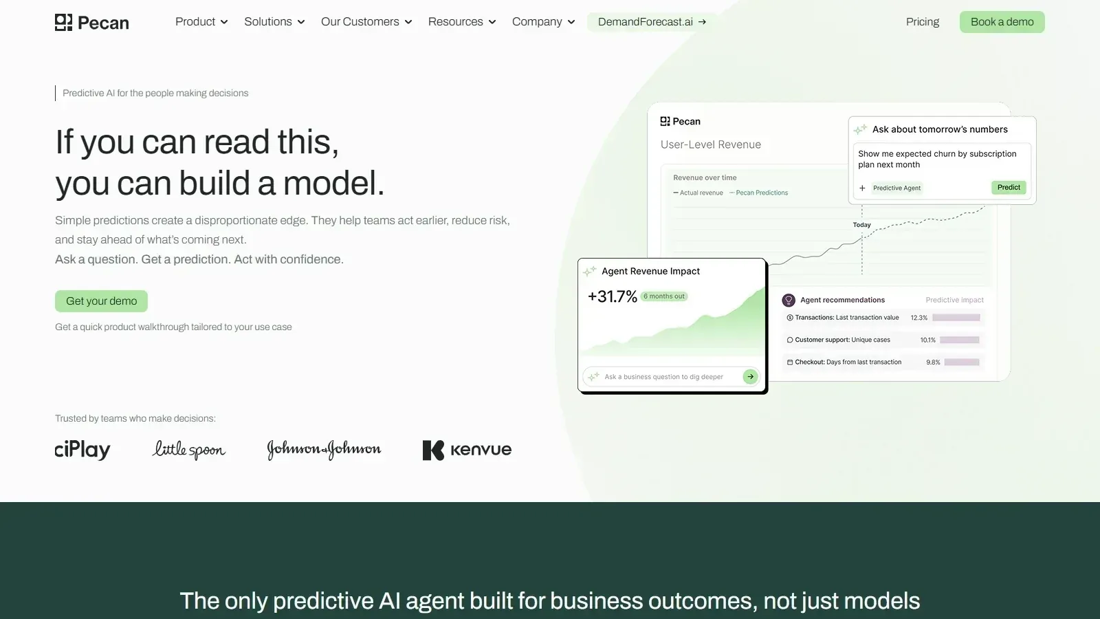 Pecan AI homepage screenshot