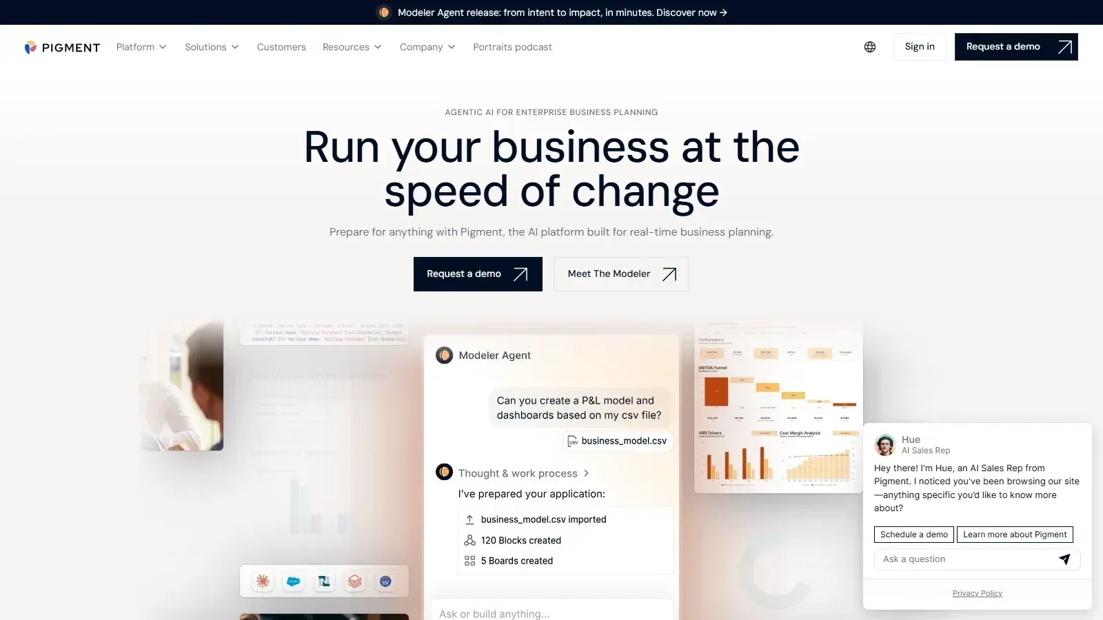 Pigment homepage screenshot