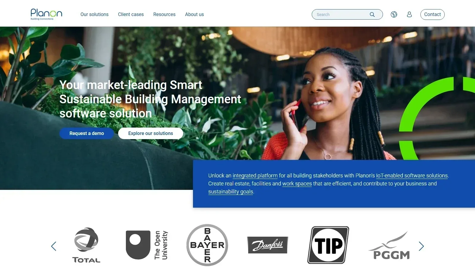 Planon homepage screenshot