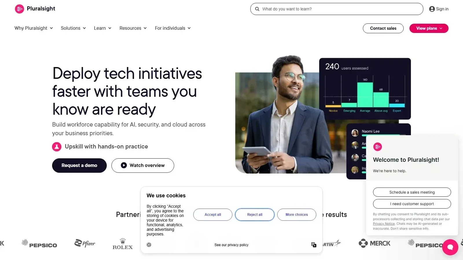 Pluralsight homepage screenshot